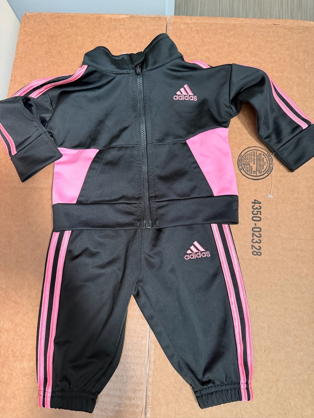 adidas Black and Pink baby girl Track Jacket & Pants Set